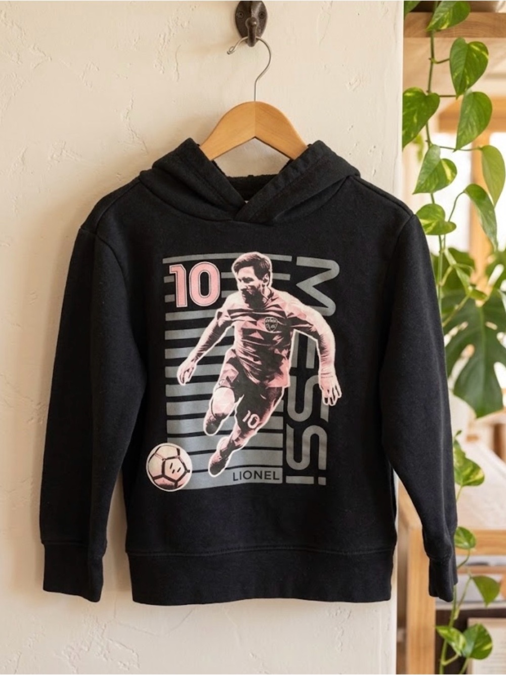 Official Lionel Messi "MESSI 10" Kids Hoodie - Black & Pink (Size XS) for 5-7 yo